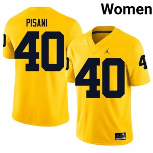 Maize Jimmy Pisani #40 Michigan Wolverines Jersey | Women High School Football Moisture Wicking Embroidery 80164470