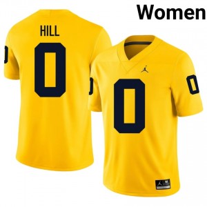 Maize Jyaire Hill #0 Michigan Jersey | Women High School Football Fresh Embroidery 78587453