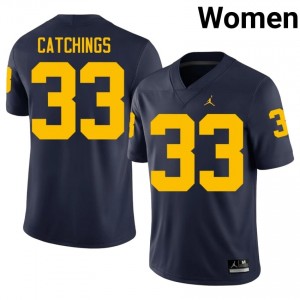 UMich Kaden Catchings #33 Navy Jersey | Essential Swen NCAA Football Women Apparel 57325949