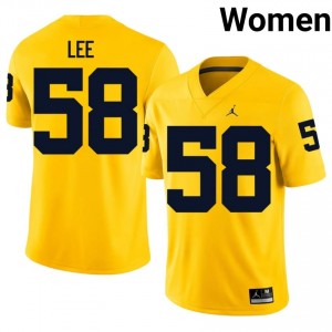 Durable Malakai Lee #58 Michigan Maize Jersey | Women University Football Embroidery Fan Gear 40570156