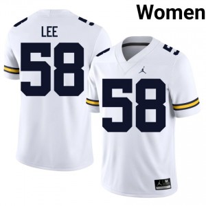 Malakai Lee #58 UMich Jersey | Iconic White College Football Women Stitched 41762646