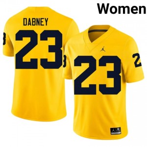 Wolverines Markel Dabney #23 Maize Jersey | Pro Cut Embroidery NCAA Football Women Apparel 62928845