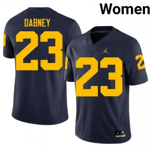 Navy Markel Dabney #23 UMich Jersey | Women High School Football Moisture Wicking Stitch 34029121