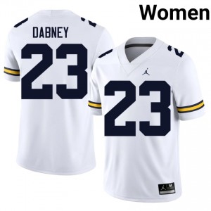 #23 Markel Dabney Michigan White Jersey | Classic Stitched Women Player Football Gear 93836322
