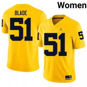 Officially Licensed McHale Blade #51 UM Wolverines Maize Jersey | Women University Football Embroidery Fan Gear 97730913