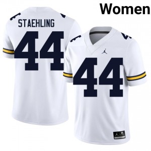 White Nathaniel Staehling #44 Michigan Wolverines Jersey | Women High School Football Moisture Wicking Stitched 45738710