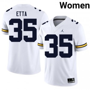 White Ndi Etta #35 U-M Jersey | Women High School Football Limited Stitched 26314468