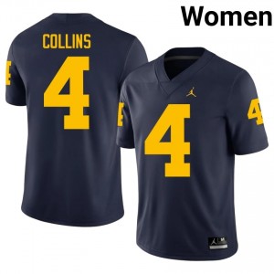 Nico Collins #4 U-M Jersey | Pro-Grade Navy College Football Women Swen 94729635