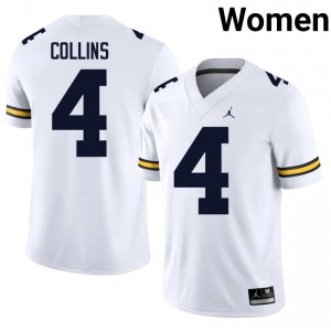 Officially Licensed Nico Collins #4 Michigan Wolverines White Jersey | Women University Football Stitched Fan Gear 13159627