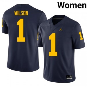 Elite Thread Roman Wilson #1 Michigan Navy Jersey | Women University Football Stitch Fan Gear 22925943