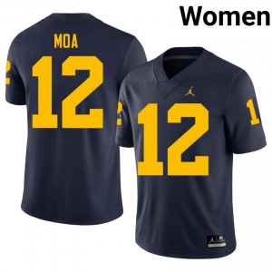 #12 Salesi Moa Michigan Wolverines Navy Jersey | Classic Swen Women Player Football Gear 79822821