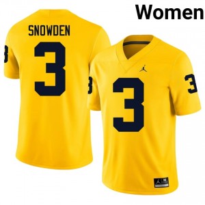 Smith Snowden #3 Wolverines Jersey | Gameday Maize College Football Women Embroidery 63115293
