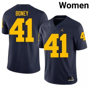 Navy Tariq Boney #41 Michigan Wolverines Jersey | Women High School Football Moisture Wicking Stitch 25717579