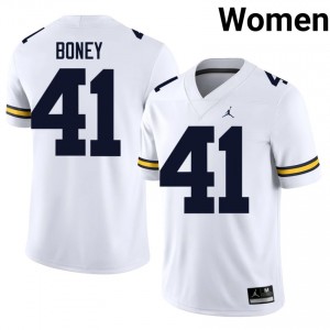 #41 Tariq Boney UM Wolverines White Jersey | Classic Stitched Women Player Football Gear 58168491