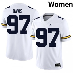 Officially Licensed Titan Davis #97 Michigan Wolverines White Jersey | Women University Football Stitched Fan Gear 74454413