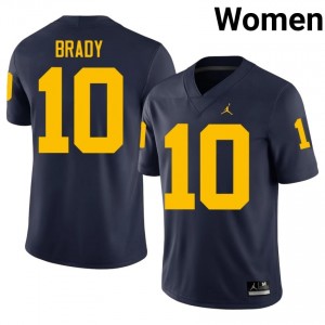 #10 Tom Brady Michigan Wolverines Navy Jersey | Alumni Stitch Women Player Football Gear 35654113