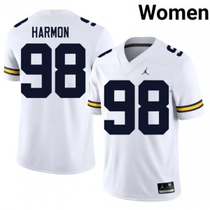 #98 Tom Harmon Michigan White Jersey | Authentic Stitched Women Player Football Gear 14662903