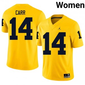 #14 Tommy Carr UMich Maize Jersey | Alumni Embroidery Women Player Football Gear 80104539