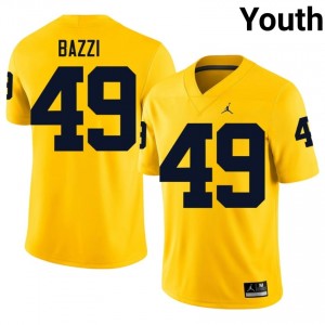 Officially Licensed Adam Bazzi #49 Michigan Wolverines Maize Jersey | Youth University Football Embroidery Fan Gear 92539165