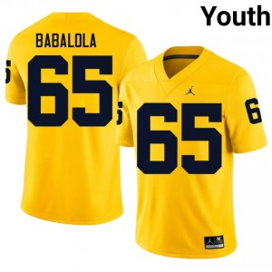 #65 Andrew Babalola Michigan Maize Jersey | Authentic Embroidery Youth Player Football Gear 41546355