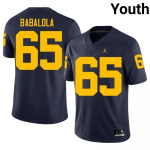 Elite Thread Andrew Babalola #65 UM Wolverines Navy Jersey | Youth University Football Stitch Fan Gear 22616882