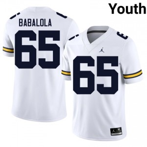 White Andrew Babalola #65 UMich Jersey | Youth High School Football Limited Stitched 96998847