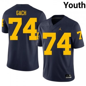Navy Avery Gach #74 Michigan Jersey | Youth High School Football Licensed Stitch 72664674