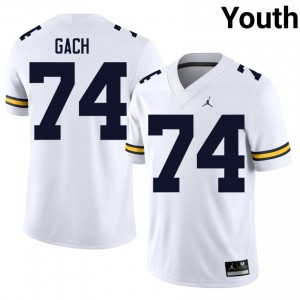 #74 Avery Gach Wolverines White Jersey | Elite Stitched Youth Player Football Gear 61681215