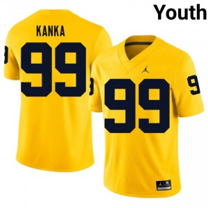 Durable Bobby Kanka #99 Michigan Wolverines Maize Jersey | Youth University Football Embroidery Fan Gear 15800764