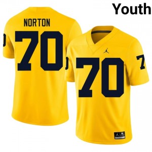 Durable Brady Norton #70 Wolverines Maize Jersey | Youth University Football Embroidery Fan Gear 18538828