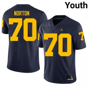 UMich Brady Norton #70 Navy Jersey | Essential Swen NCAA Football Youth Apparel 82249896