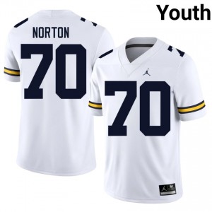Brady Norton #70 Michigan Jersey | Iconic White College Football Youth Stitched 20206659