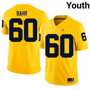 Elite Thread Brooks Bahr #60 Michigan Wolverines Maize Jersey | Youth University Football Embroidery Fan Gear 31964620