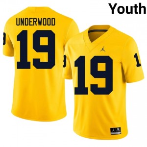 UM Wolverines Bryce Underwood #19 Maize Jersey | Genuine Embroidery NCAA Football Youth Apparel 35474340