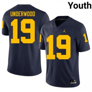 Navy Bryce Underwood #19 Michigan Wolverines Jersey | Youth High School Football Licensed Stitch 92849673