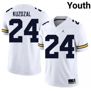 Bryson Kuzdzal #24 Michigan Jersey | Pro-Grade White College Football Youth Stitched 90694588