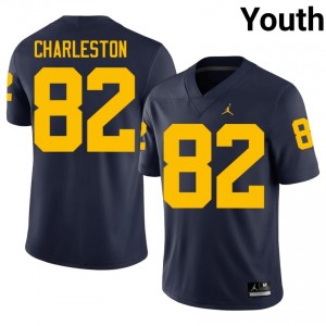 Officially Licensed C.J. Charleston #82 UMich Navy Jersey | Youth University Football Stitch Fan Gear 29386150