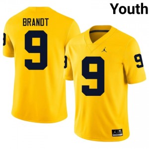 Maize Cameron Brandt #9 UM Wolverines Jersey | Youth High School Football Fresh Embroidery 97424334