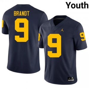 Cameron Brandt #9 Michigan Wolverines Jersey | Pro-Grade Navy College Football Youth Swen 91853078