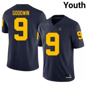 UM Wolverines Channing Goodwin #9 Navy Jersey | Pro Cut Stitch NCAA Football Youth Apparel 80459021