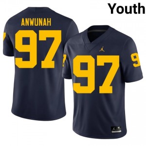 #97 Chibi Anwunah Michigan Wolverines Navy Jersey | Authentic Stitch Youth Player Football Gear 64406224