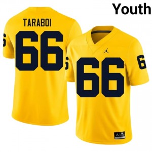 UM Wolverines Dan Taraboi #66 Maize Jersey | Essential Embroidery NCAA Football Youth Apparel 47656985