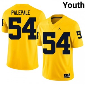 Michigan Wolverines Deyvid Palepale #54 Maize Jersey | Premium Embroidery NCAA Football Youth Apparel 37765951