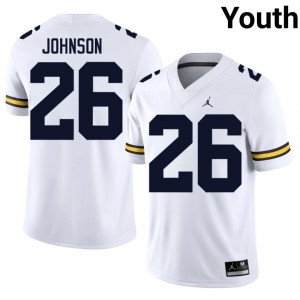 #26 Donovan Johnson Wolverines White Jersey | Authentic Stitched Youth Player Football Gear 38775227