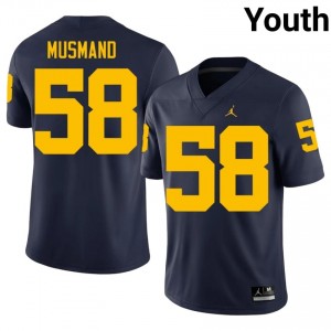 Navy Eli Musmand #58 UMich Jersey | Youth High School Football Moisture Wicking Stitch 81683818