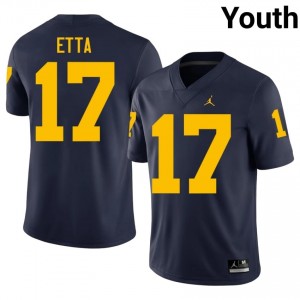 Enow Etta #17 Michigan Jersey | Gameday Navy College Football Youth Stitch 46640165