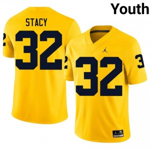 UMich Gary Stacy #32 Maize Jersey | Pro Cut Embroidery NCAA Football Youth Apparel 41435967