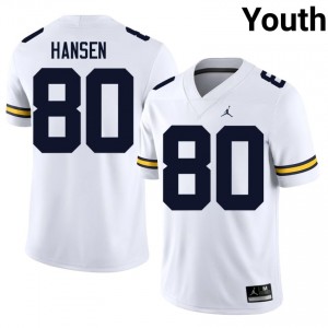 Elite Thread Hogan Hansen #80 U-M White Jersey | Youth University Football Stitched Fan Gear 25352559