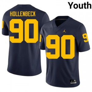 #90 Hudson Hollenbeck UMich Navy Jersey | Elite Swen Youth Player Football Gear 26765742