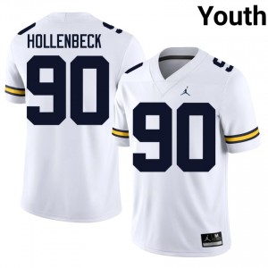 Michigan Hudson Hollenbeck #90 White Jersey | Genuine Stitched NCAA Football Youth Apparel 31541805